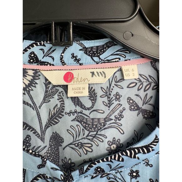 Boden Women's Blue Floral Kitty Smocked Neck Long Sleeve Blouse Size 2 - Picture 4 of 5